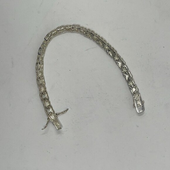 Sterling Silver Heart  & X 7" Link Bracelet - Picture 6 of 6